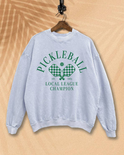 SWD385-P6759 PICKLEBALL PRINT MINERAL WASH SWEATSHIRT