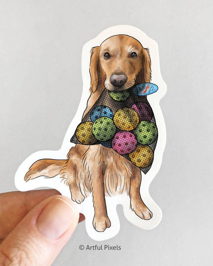 Golden Retriever Dog Pickleball Sticker 3.5"