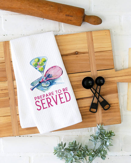 Prepare to Be Served Tennis Waffle Towel