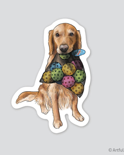 Golden Retriever Dog Pickleball Sticker 3.5"