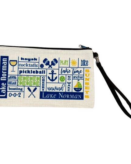 Lake Norman Nautical Pickleball Life Wristlet Pouch