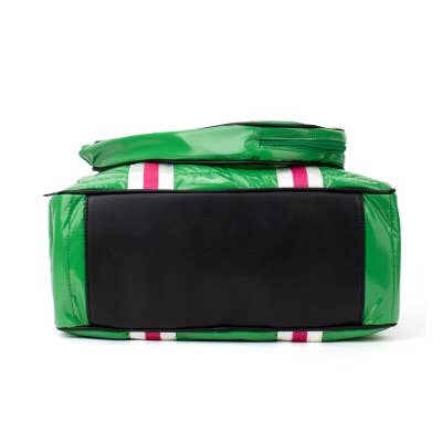 Puffer Pickleball Tote Green with Pink Stripe