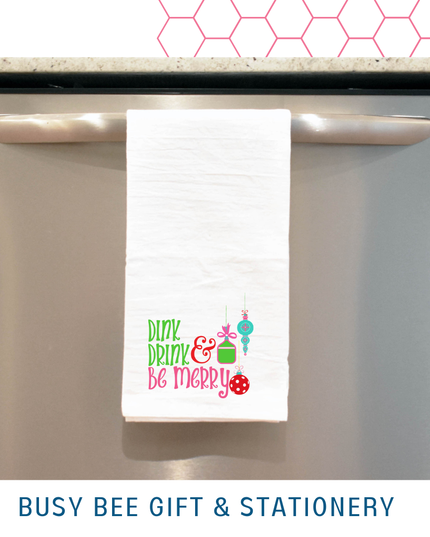 Dink Drink and Be Merry Pickleball Holiday Tea Towel